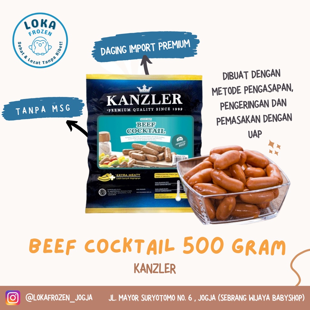 

KANZLER BEEF COCKTAIL SAUSAGE 500gr | Sosis Sapi Premium | Tanpa MSG