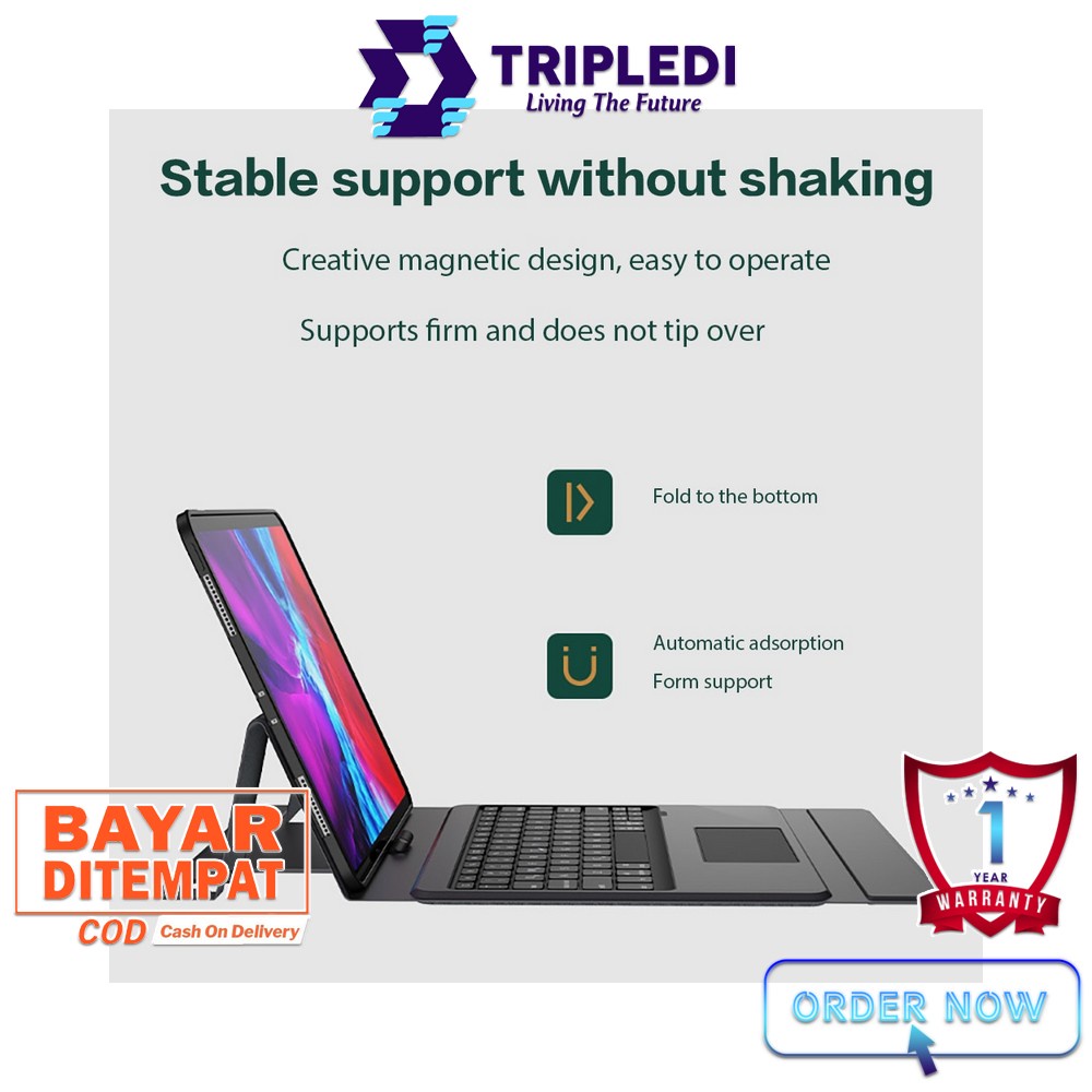TRIPLEDI Case iPad Pro 11 inch Gen 2nd 2020 1st 2018 Keyboard Touchpad Bluetooth LED Backlit Wireless A2068 A2230 A2228 A2231 Folio Book Cover Free Stylus Pen Tablet Protektif Shockproof A2013 A1934 A1980 A1979 Flip Casing Leather Silicone Stand Built-in-3