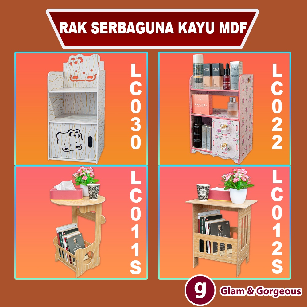 Rak Kosmetik Serbaguna Minimalis Portable Storage Makeup MDF - LC