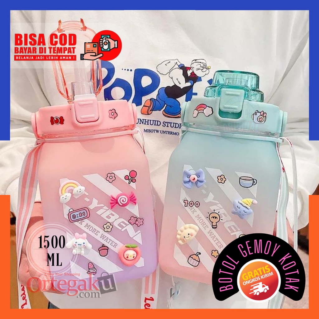 BOTOL GEMOY VIRAL MURAH 1500ML | BOTOL MINUM ANAK GEMOY 3D MURAH FREE STICKER, Botol Minum 2 Liter M