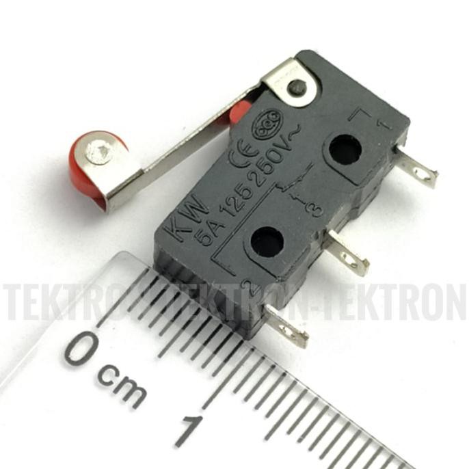 Micro Switch 3pin SPDT 5Amp 2cm Plus Roda Limit 3p 5A sw pintu jendela tektron22 Ayo Beli