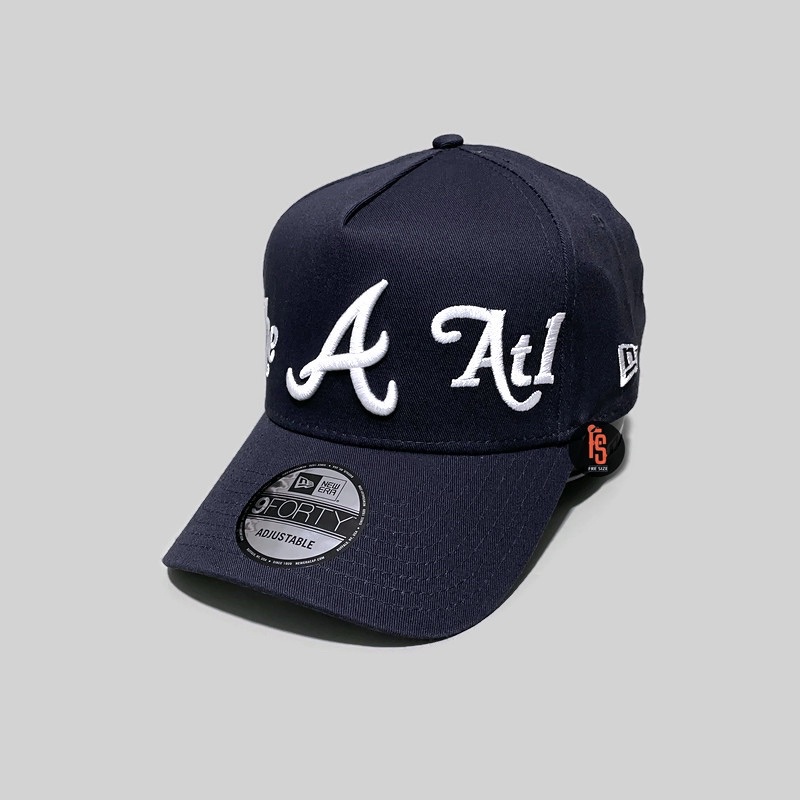 TOPI NEW ERA ORIGINAL A FRAME NICKNAME ATLANTA BRAVES NAVY WHITE