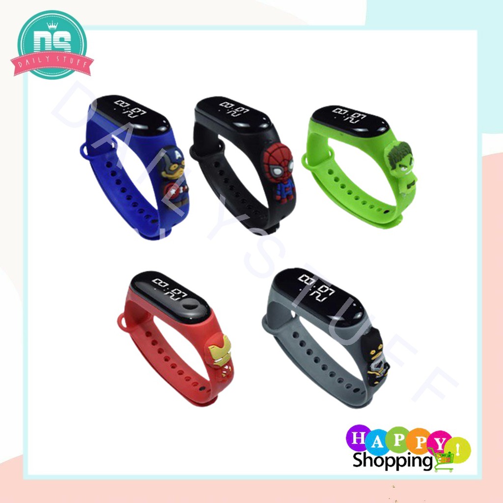 DS J016 Jam Tangan Anak Elektronik Led Motif Kartun Tahan Air Termurah IMPORT