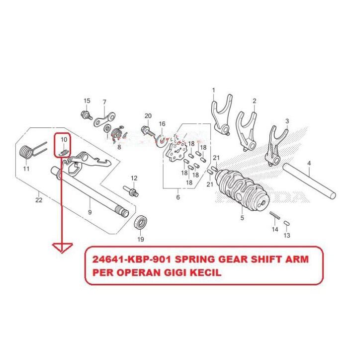 HONDA ORI AHM PER OPERAN GIGI SPRING GEAR SHIFT ARM CB 15OR CBR 150R CS1 SONIC 150R SUPRA GTR 150 24641-KBP-901