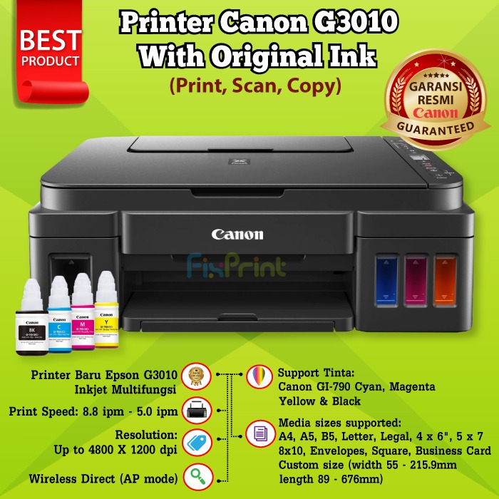 Printer CNON G3010 All in One Print Scan Copy WiFi Tinta GI790 GI 790