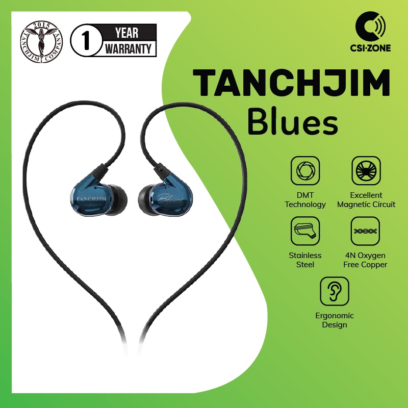 TanchJim Blues HiFI Dynamic Driver In Ear Earphones - Biru