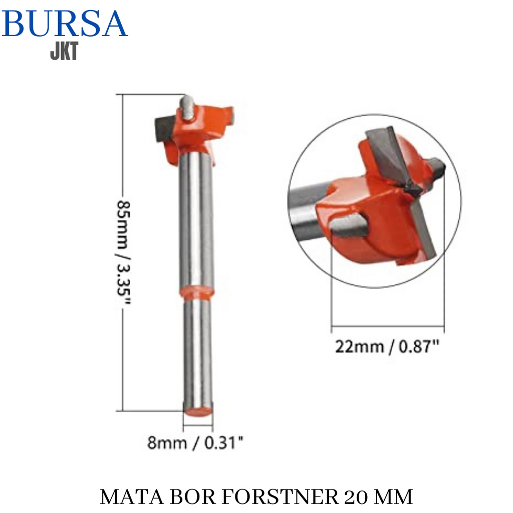 MATA BOR KAYU ENGSEL SENDOK MERAH FORSTNER BIT HOLE SAW 16 - 60 MM