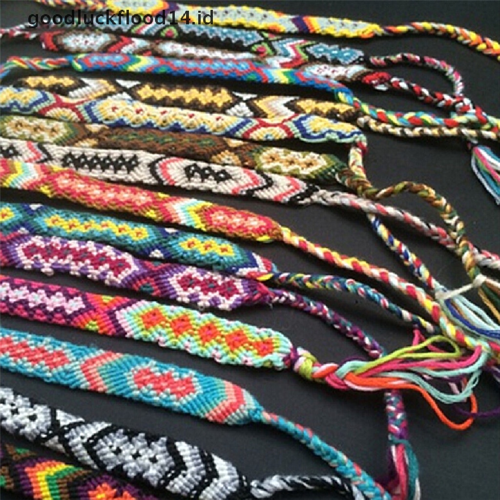 [OOID] Friendship Bracelet Handmade Woven Rope String Hippy Boho Embroidery Bracelets ID