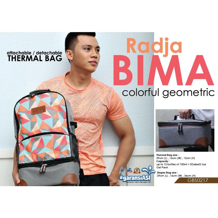 New! Cooler Thermal Bag GABAG RADJA BIMA Backpack Ransel Diaper Tas ASI Bayi - Free 2 Ice Gel Besar