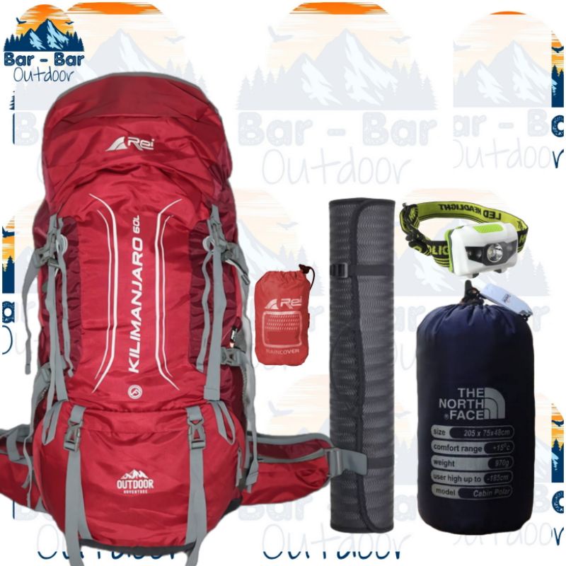 Paket Perlengkapan Mendaki Tas Gunung Outdoor Carrier Arei Rei Kilimanjaro 60L