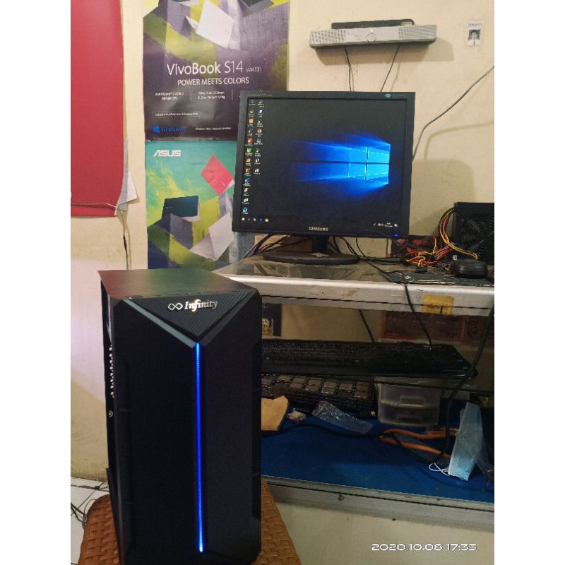 PC gaming design rendering streaming Core i7 /Ram 8gb/Vga 4 gb/ Led 19 inch/ key mouse komplit