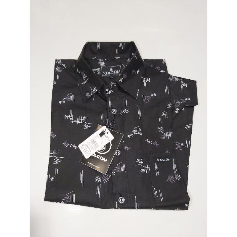 Kemeja pria pendek motif abstrak