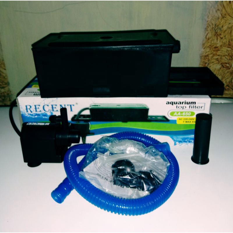 Recent Box Filter Mini  & Water Pump Pompa Air 10w AA650  Fullset Akuarium Aquascape