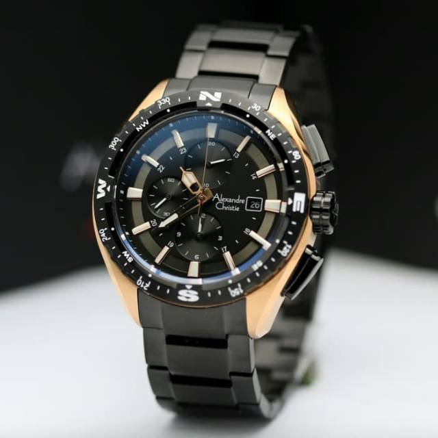 Jam Tangan Pria Alexandre Christie AC 6436 Rosegold Black Original Garansi Resmi 1 Tahun