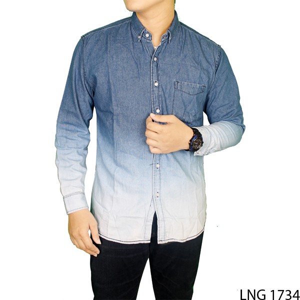 Kemeja Panjang Pria Jeans Denim Biru – LNG 1734