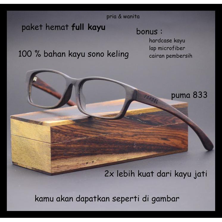Indh frame kacamata | kacamata minus kayu | frame pria wanita FREE ONGKIR Kode 272