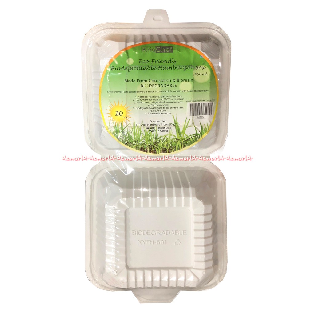 Krischef Eco Friendly Biodegradable Hamburger Box 450ml Kotak