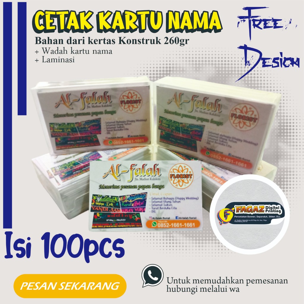 

Kartu nama (bahan konstruk 260gr) Isi 100pcs