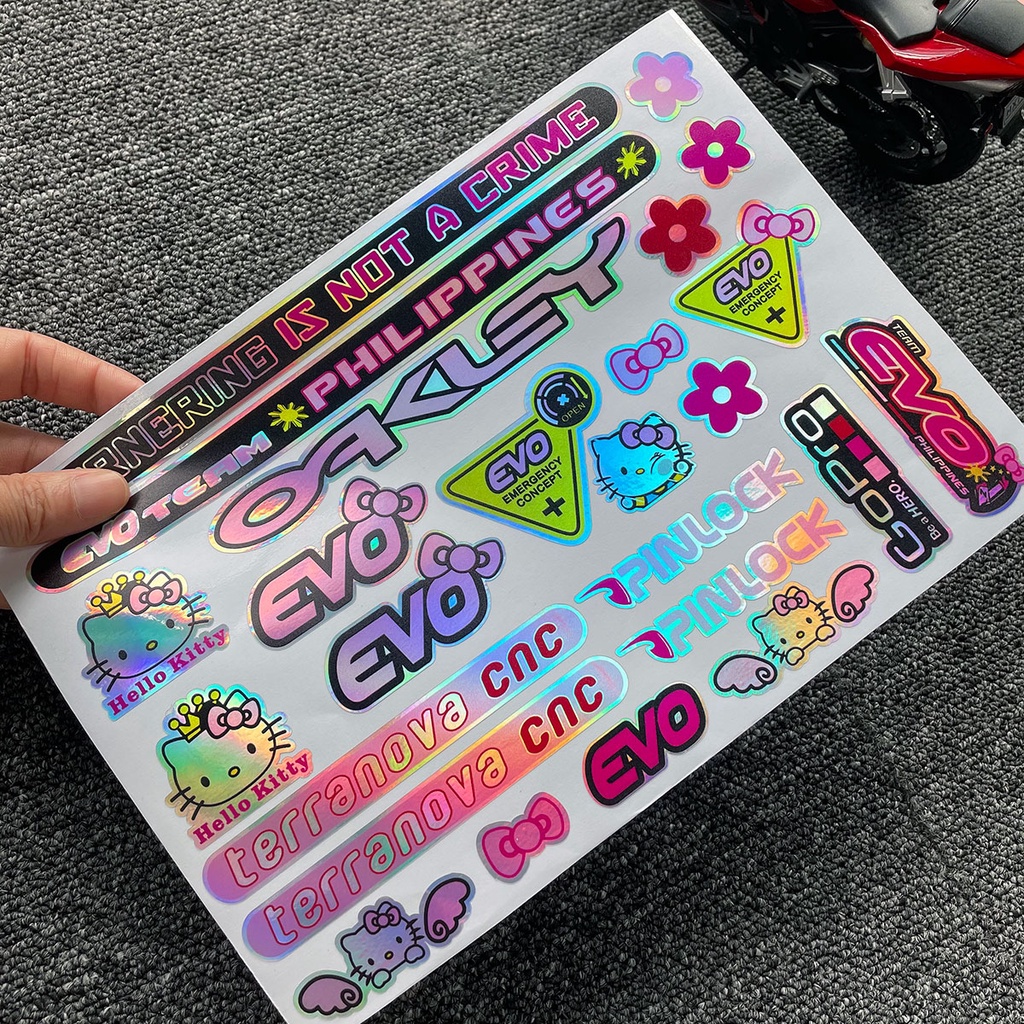 Evo Stiker Reflektif Hologram Motif Hello kitty Untuk Helm Motor Hellokitty