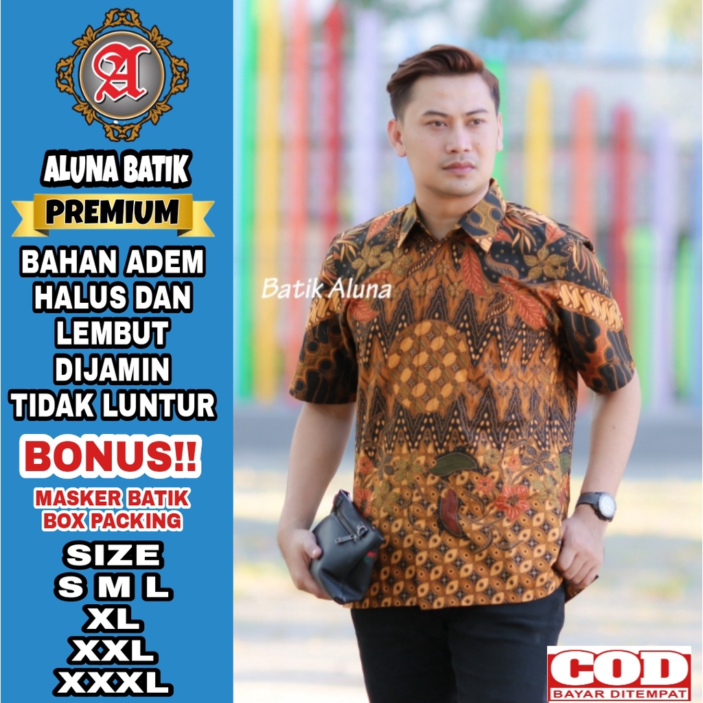 Baju Batik Pria Premium Lengan Pendek Full Furing Batik Solo Pekalongan Dewasa Batik Reguler Batik A