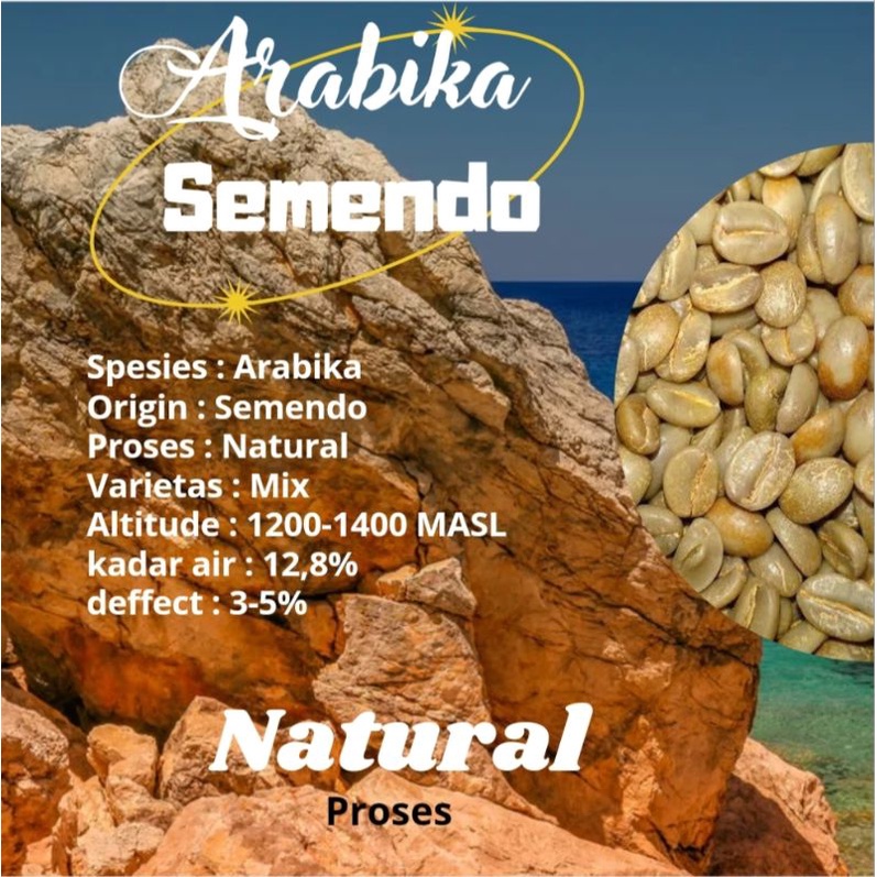 

green Bean / biji kopi Arabika Semendo - Natural 1kg,