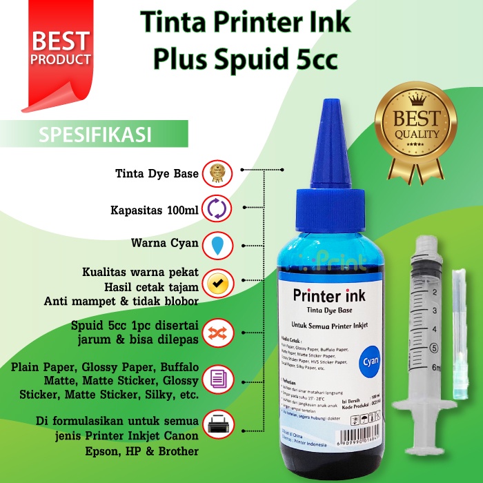 Paket Tinta CMYK + 4 Spuid Tinta 100ml Spuid 5ml 5cc Refill Cartridge 810 811 745s 746s 682 680