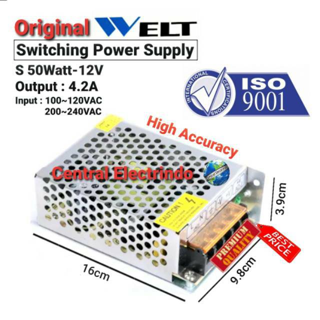 Power Supply 12V 4.2A 50Watt WELT High Quality.