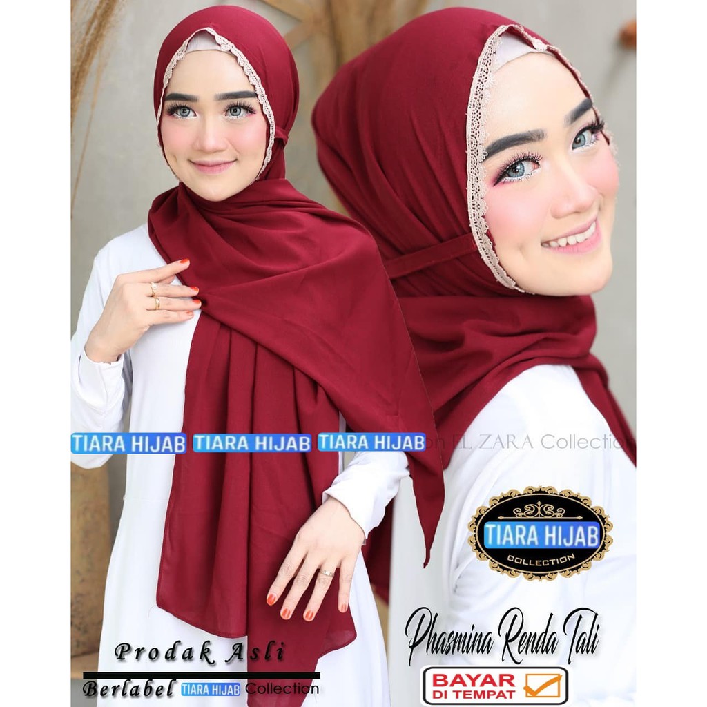 COD Tiara Hijab Pashmina Liana Renda Tali Belakang / Pasmina Tali / Pashtan Renda Instan Terbaru