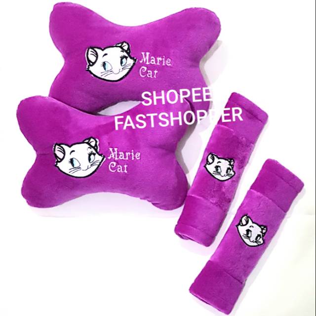 BANTAL JOK MOBIL PLUS SARUNG BELT MARIE CAT UNGU 2IN1 -BL185 maricat