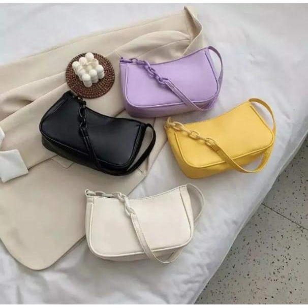 A3 Tas selempang wanita LILAC /Tas bahu Korea Rantai kekinian..New