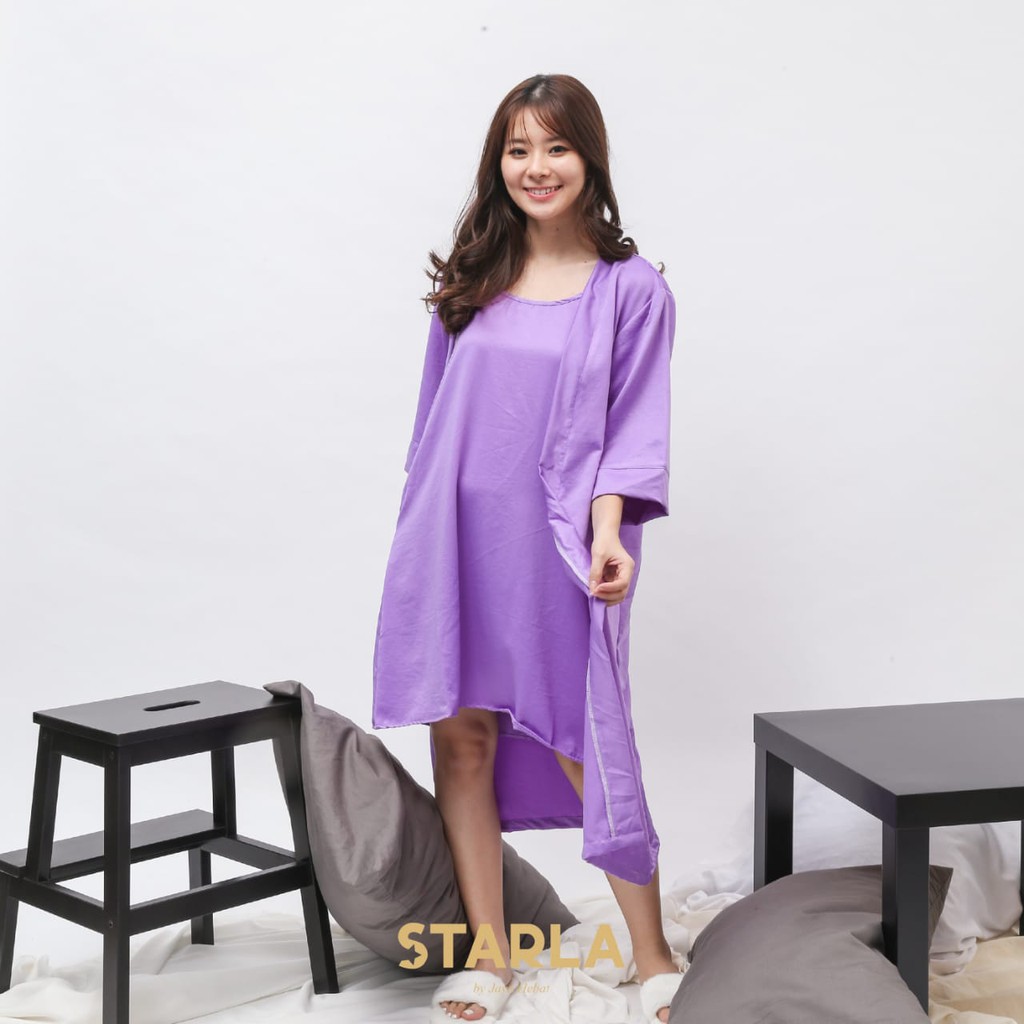 BAJU TIDUR PIYAMA WANITA SATIN DEWASA BEVERLY STARLA