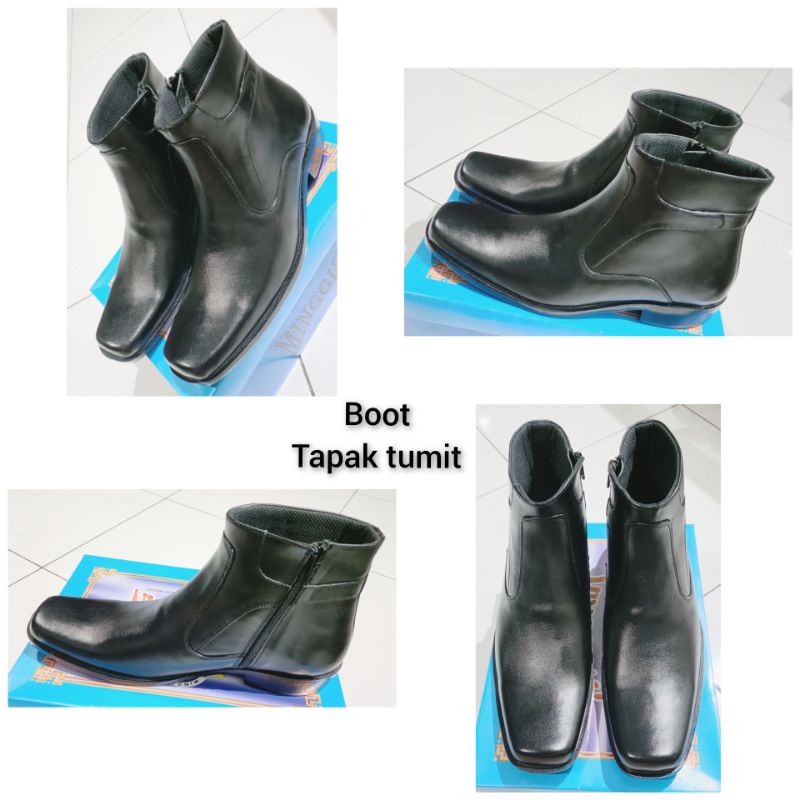 Sepatu pdh mingguan boot (kulit dop) tapak tumit