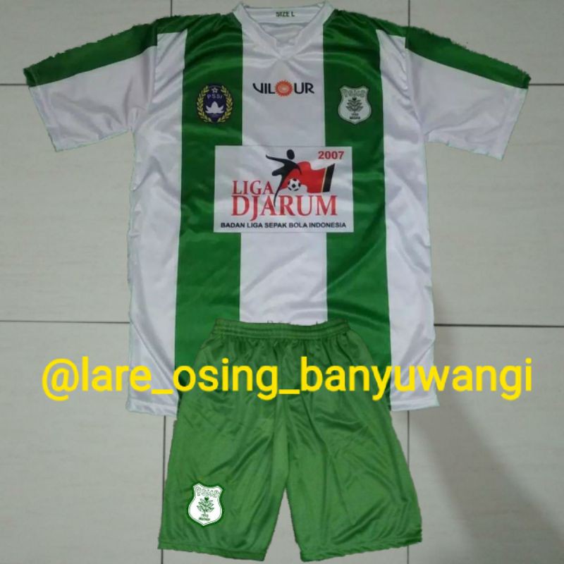 SETELAN DEWASA PSMS MEDAN 2007 HOME LIGA JARUM HIJAU JERSEY CELANA RETRO PRINTING