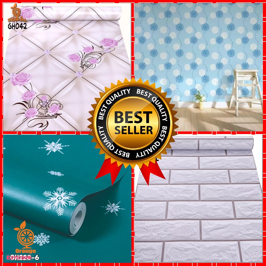 COD MURAH Wallpaper Sudah Ada Lem Tinggal Tempel 45cmX10meter High Premium Quality New Motif Kekinina Elegant Motif Bata Motif Salur Motif Karakter Motif Bunga Motif Bata Putih Motif Batu Bata