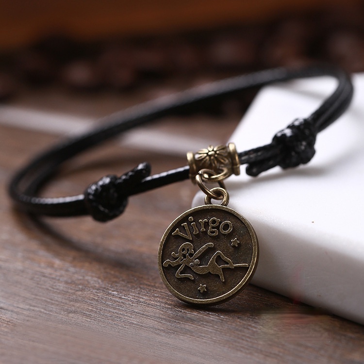 2022 Gelang Kaki Tali Hitam Gaya Vintage Bohemia Motif 12 Rasi Bintang Untuk Perhiasan Wanita