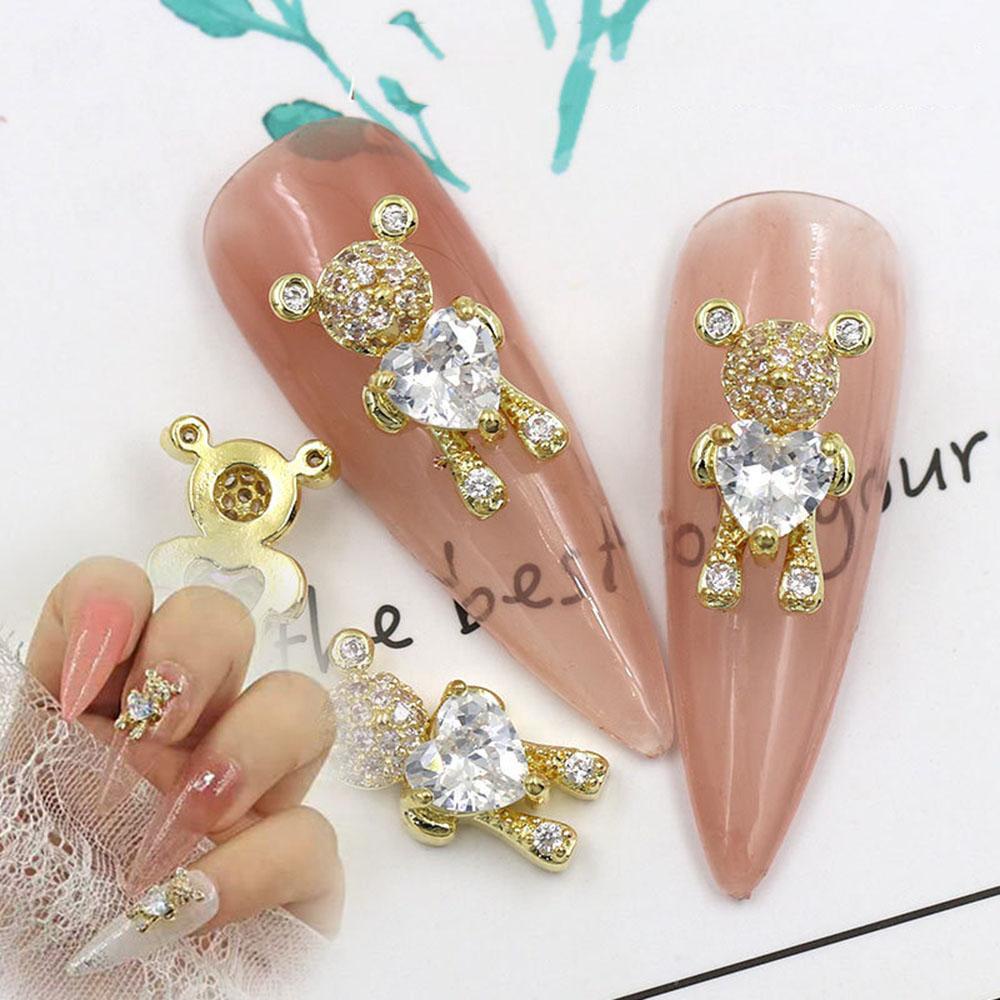 AUGUSTINA Agustin 3D Nail Art Rhinestones Super Flash Ikatan Simpul Berlian Beruang Manicure Aksesoris