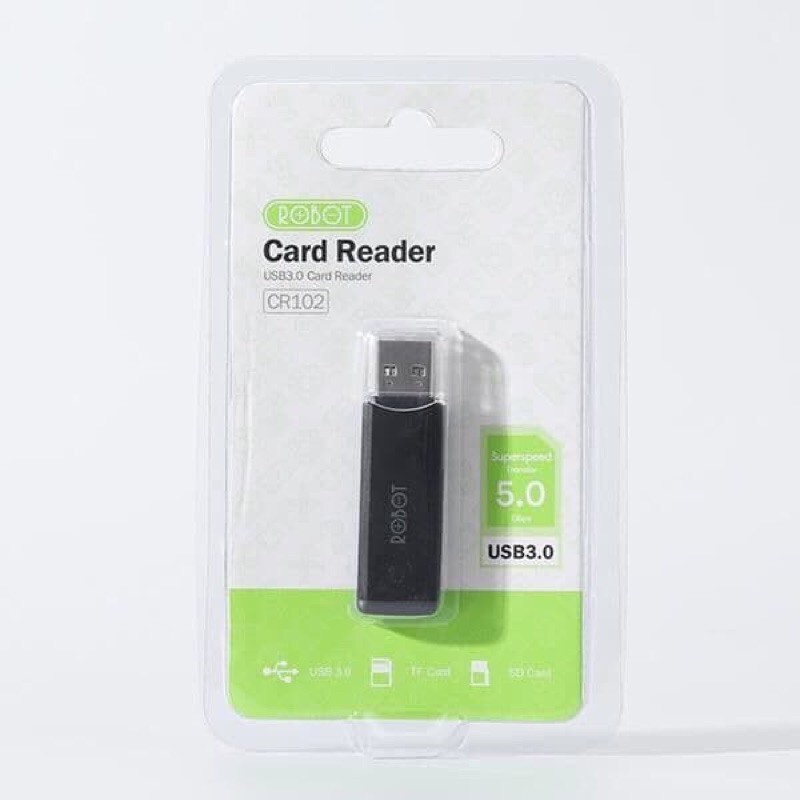 Robot CR102 Card Reader USB 3.0 Dual Slot Card SD/TF Resmi Original