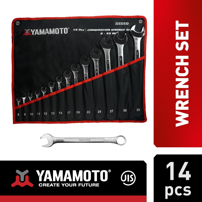 YAMAMOTO Kunci Ring Pas Set / Set Combination Wrench / 14 pcs (8-32mm)