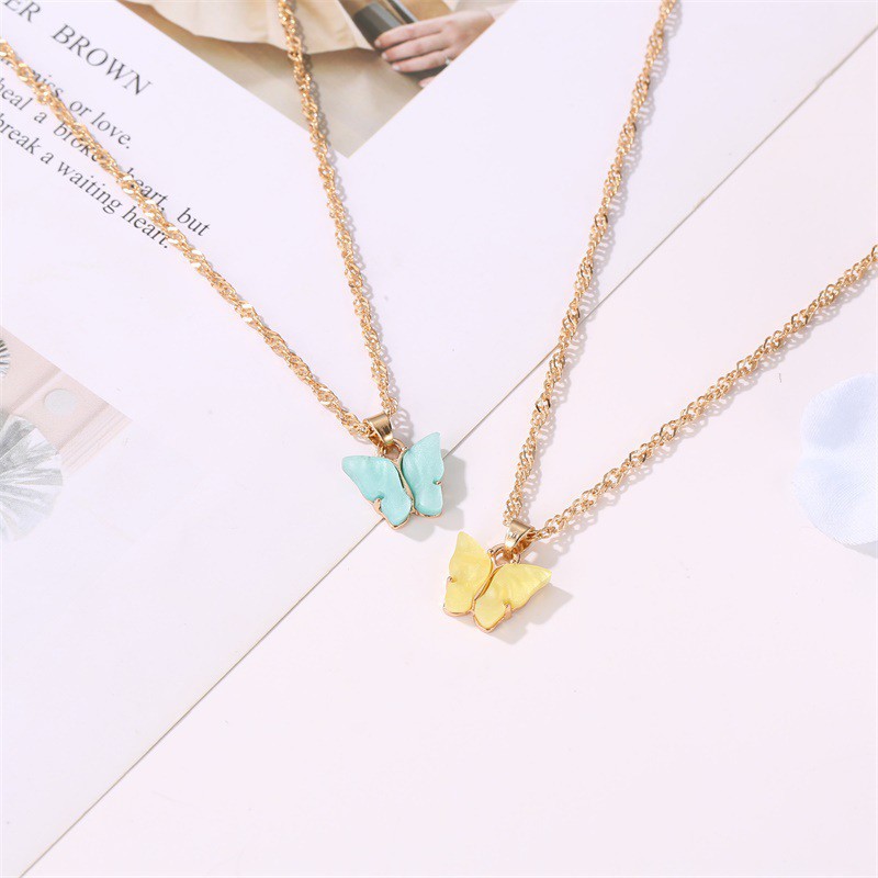 ➰CKK➰ Kalung wanita korea Kupu-kupu Manis FA91 Warna Akrilik Kalung Fashion rantai aesthetic Liar