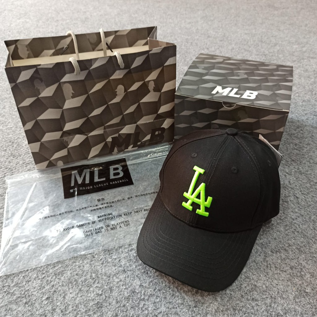 Topi MLB ORIGINAL Import - LA MLB CLASSIC BLACK LOGO NEON