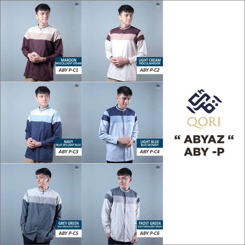 Qori Apparel Abyaz Lengan Panjang baju Koko Muslim Pria Modern