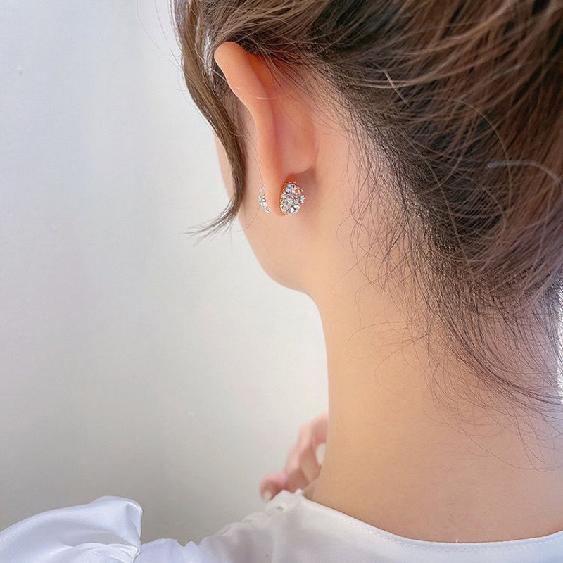 Anting Klip Magnet Tanpa Tindik Hias Zirkon Untuk Wanita