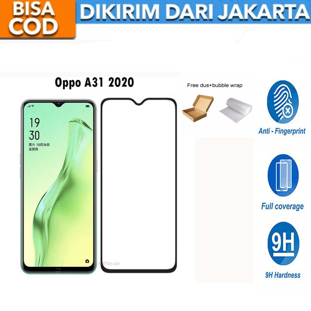 Oppo A31 2020 Full Cover/Full Screen Tempered Glass Screen Protector Anti Gores