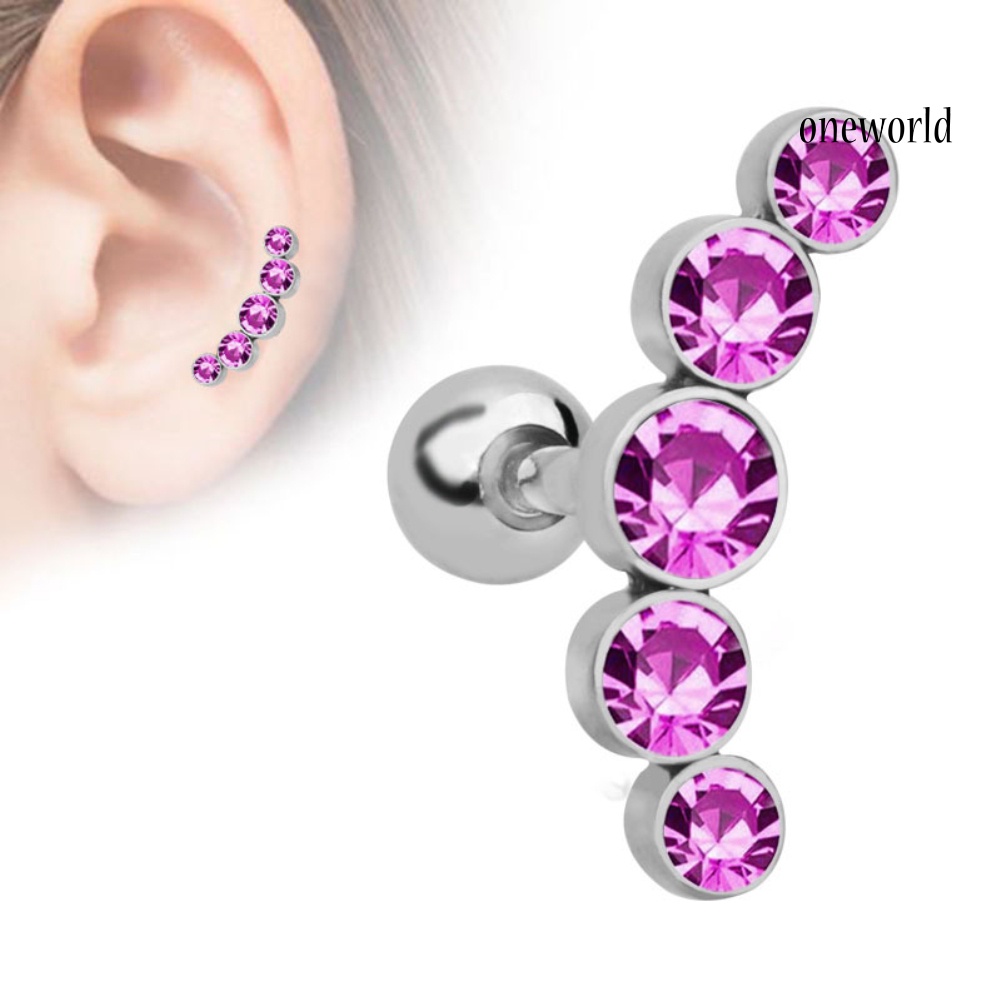 OW@ 1Pc Women Rhinestone Cartilage Helix Tragus Ear Stud Earring Piercing Jewelry