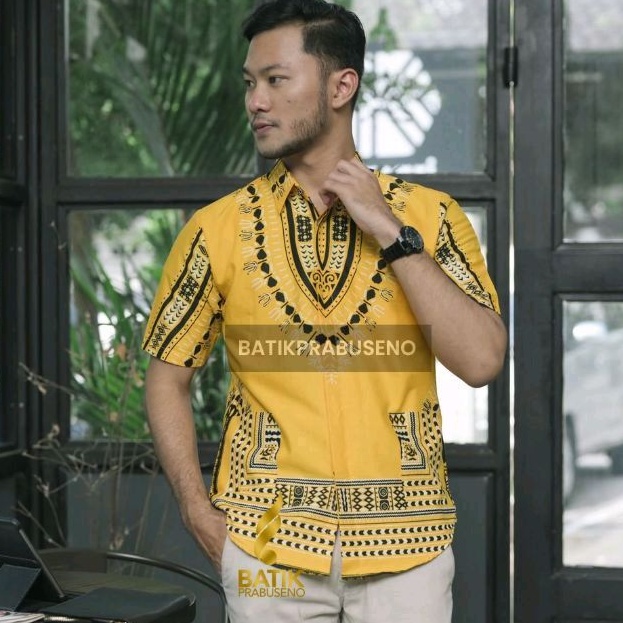 Dasirikaya Lengan Pendek Slimfit Original Baju Batik Prabuseno Kemeja Pria Bahan Katun Printing Halu