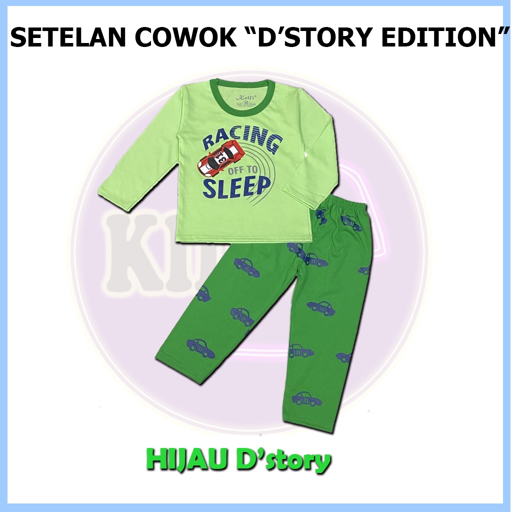 Baju Setelan Celana Panjang Cowok Usia 6 Bulan 1 2 3 4 5 6 7 8 Tahun Setelan Celana Panjang Anak Laki-HIJAU D'story