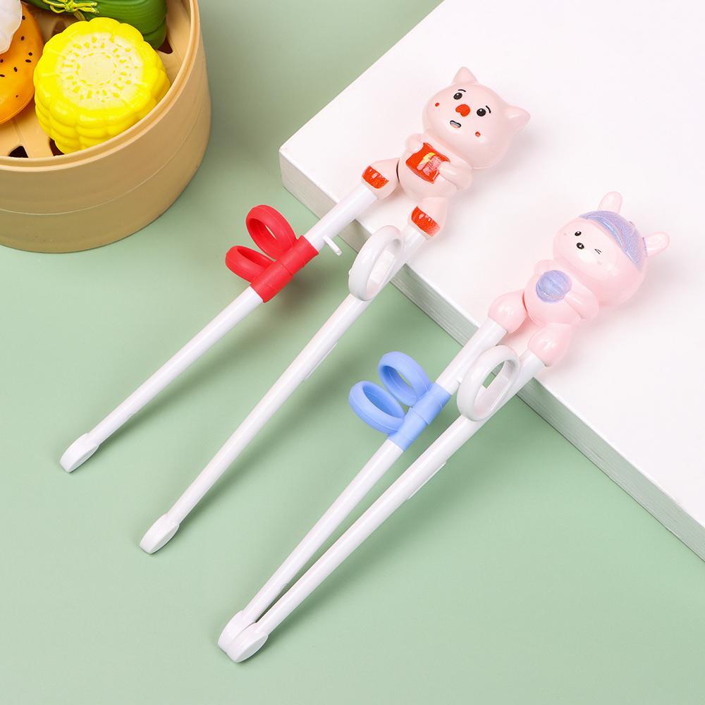 Solighter 1pasang Sumpit Belajar Kartun Peralatan Makan Bayi Pemula Chopstick