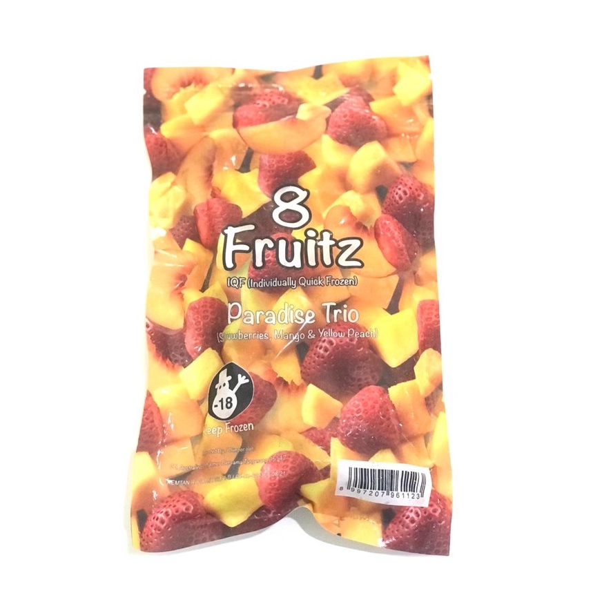 8 Fruitz IQF Paradise Trio (Strawberry, Mango &amp; Yellow Peach) 500gr