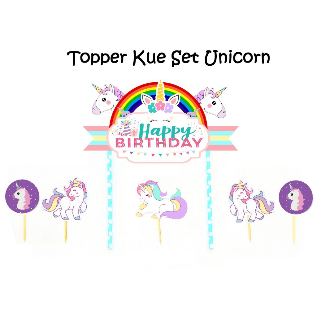 topper kue ulang tahun sedotan unicorn pony blue princess hiasan kue birthday cake doraemon Lol