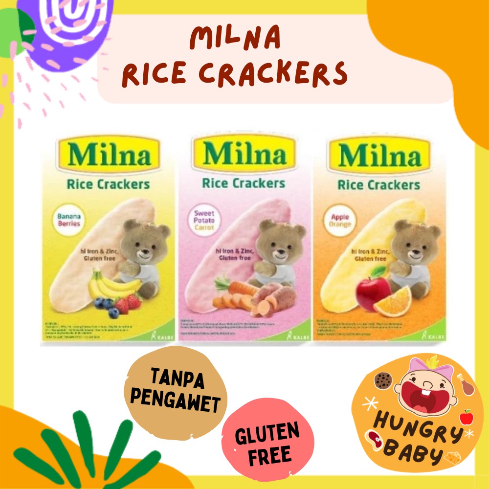 Milna Rice Crackers 20 gram / Rice Cracker 20 g / Snack Cemilan Bayi 6+ Biskuit Beras